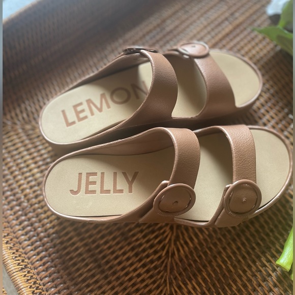 Lemon Jelly Gaia Platform sandal bronze metal NWOB size 39/8 US - Picture 1 of 12